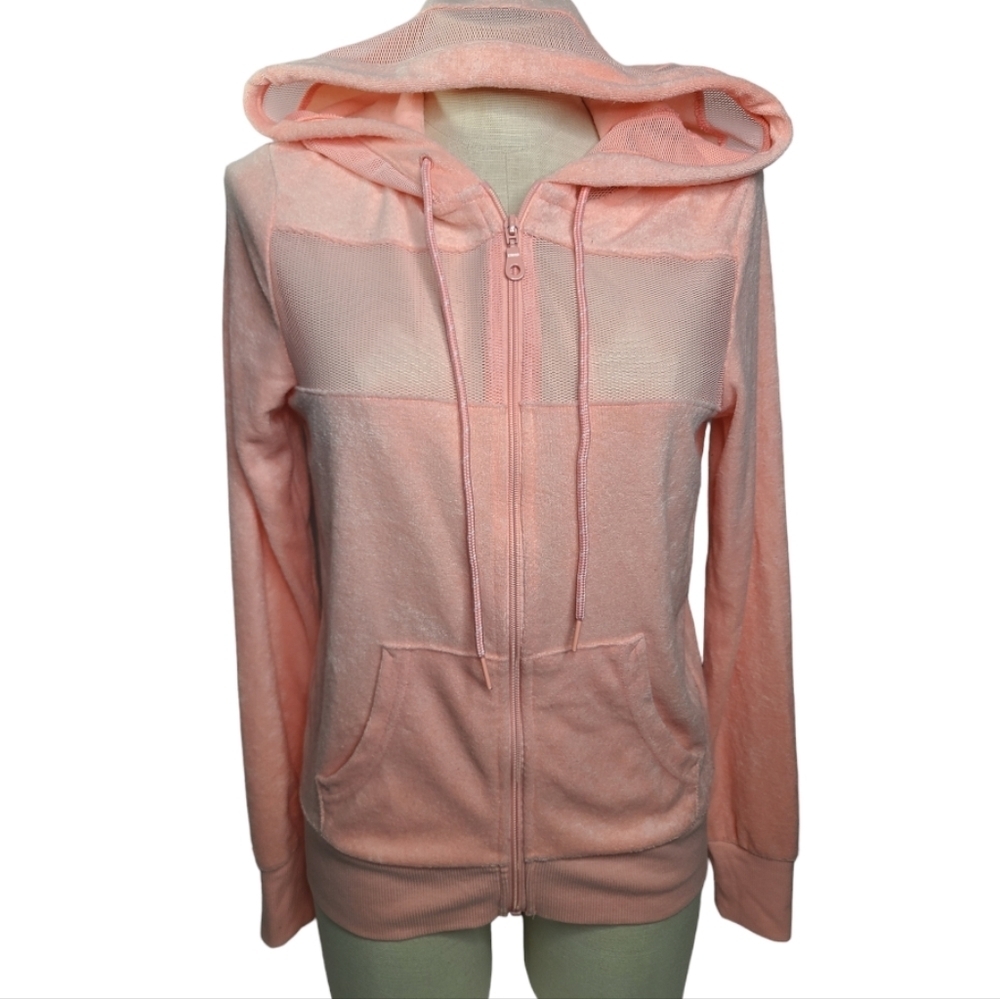 C&C California coral terry cloth zip sup sweater Size Small women's